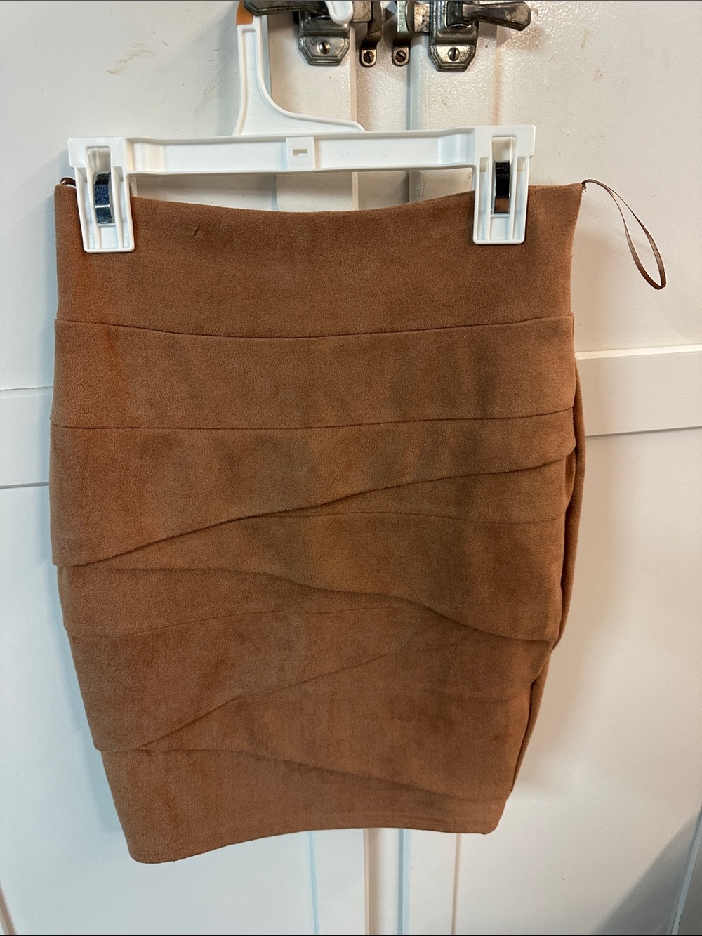 privy Tan Suede-Look Pencil Skirt